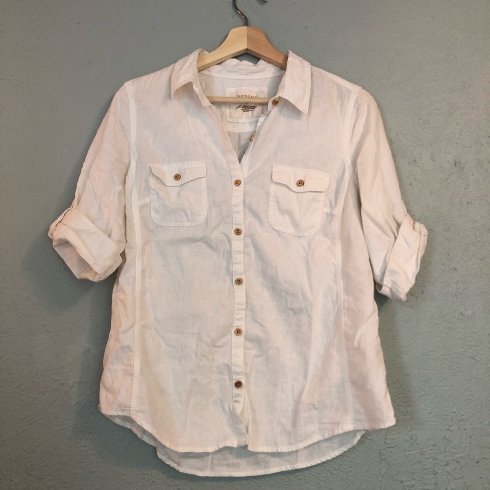 Linen-blend Button Down